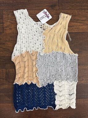 POL Patch Me Up Patchwork Knit Top S